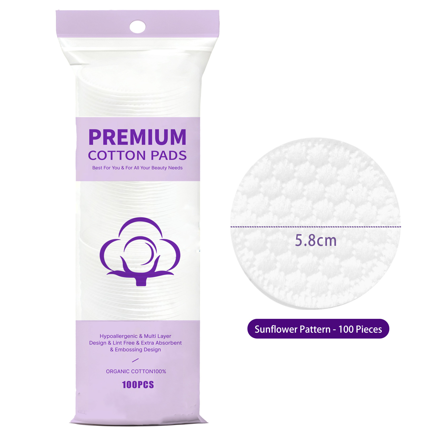 Inglés puro algodón maquillaje, algodón grueso, algodón redondo, algodón limpio, algodón limpiador, comercio exterior transfronterizo