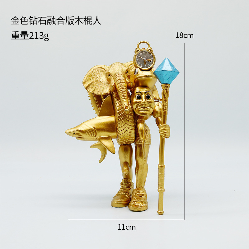 跨境新品美国山海经手办摆件木棍人融合版合体通通通鲨鱼创意模型|undefined