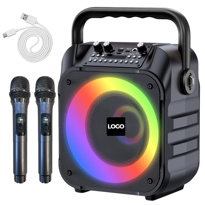 2024 Cross-Border Popular Bluetooth Speaker Home Portable Audio Mini Card Subwoofer Karaoke Microphone Party