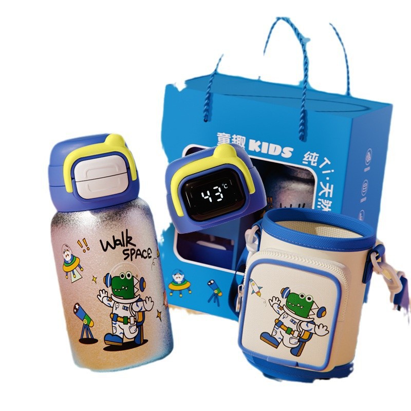 Taza de titanio puro inteligente para niños con una tapa doble taza de agua de alta capacidad para bebidas niñas con un conjunto de regalo de taza de titanio de alto valor facial