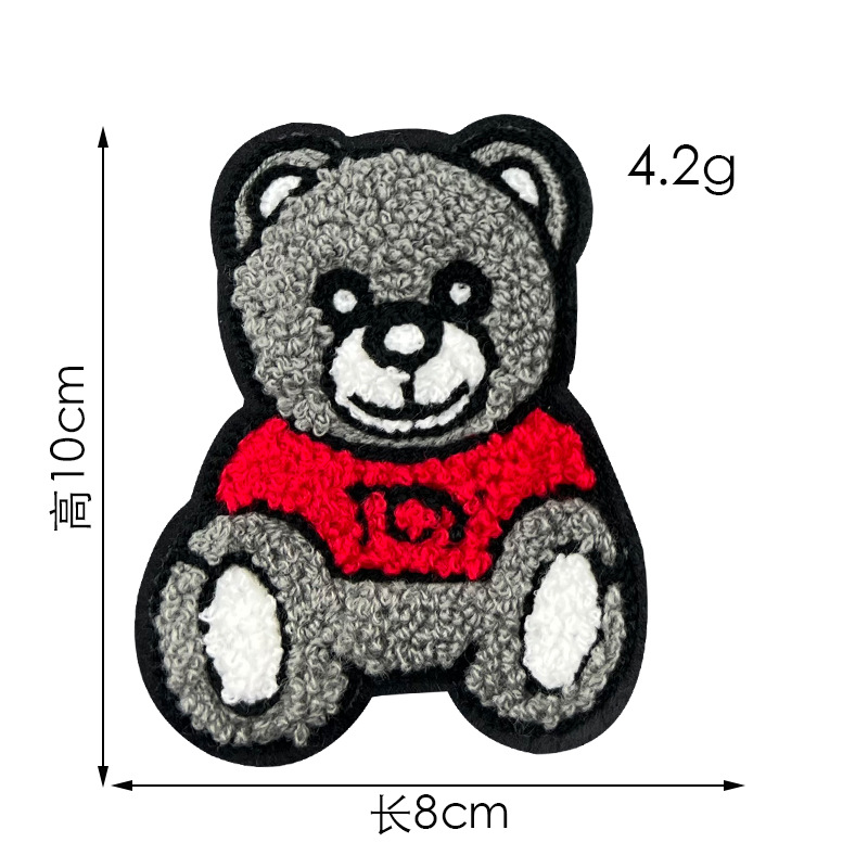 Toalla de oso de dibujos animados pegatinas de tela bordadas spot accesorios de ropa al por mayor ropa de oso abrigo parche de agujero