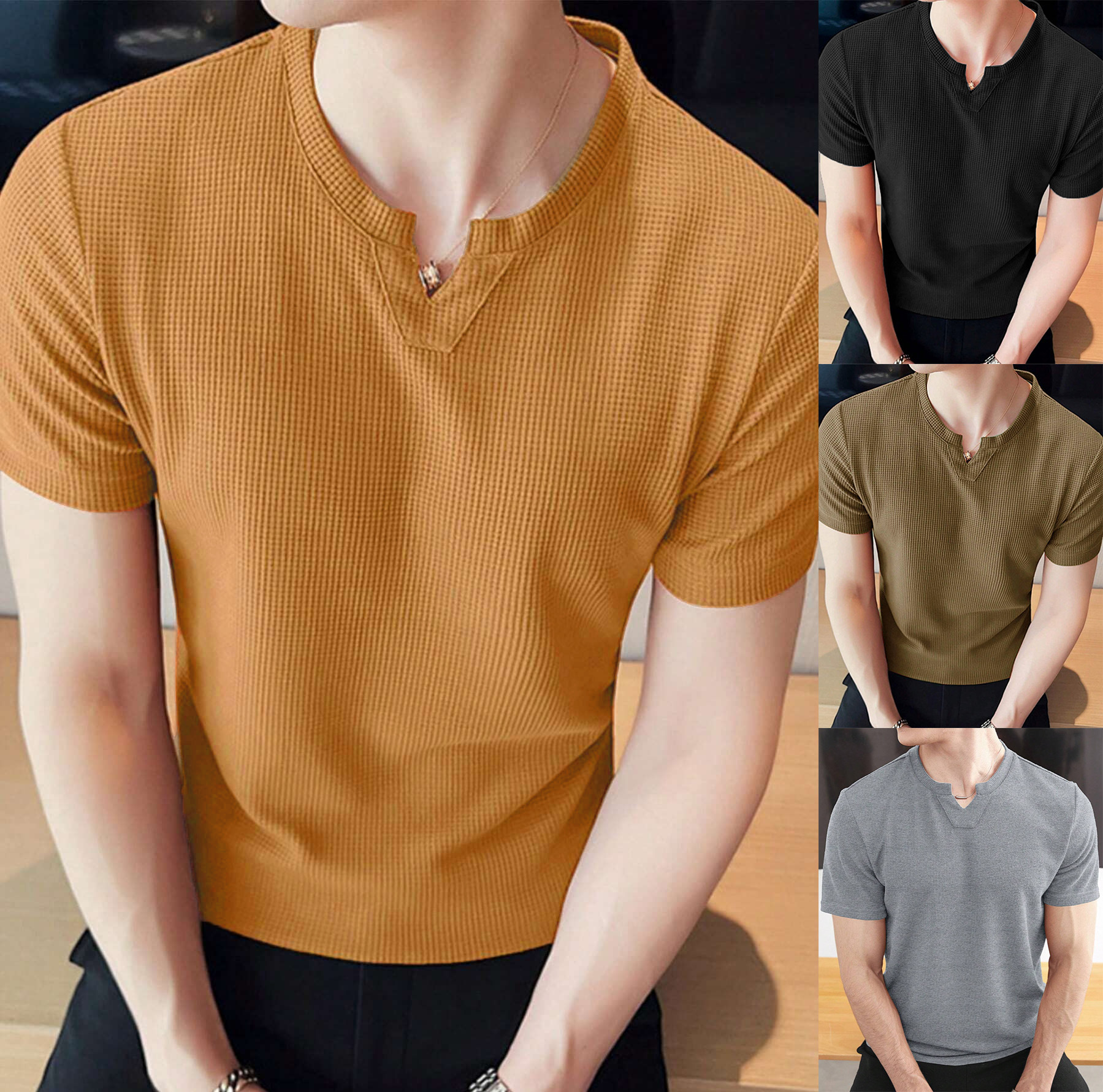 Fashionable sports elastic solid color quick dry short sleeve…