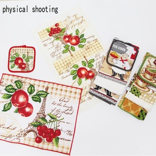 Amazon cross-border tea towel pot mat tea cloth wholesale cotton absorbent lint thickened fresh