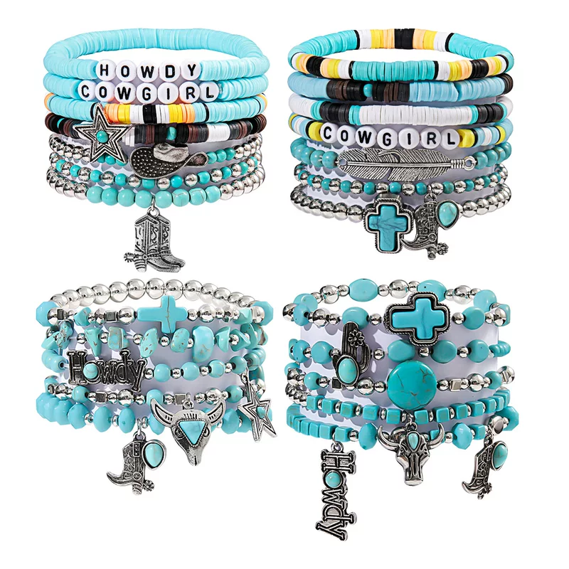 (Cross-border trading), fashionable jewelry, turquoise ball with beads, bracelet, set, decorations, European style
