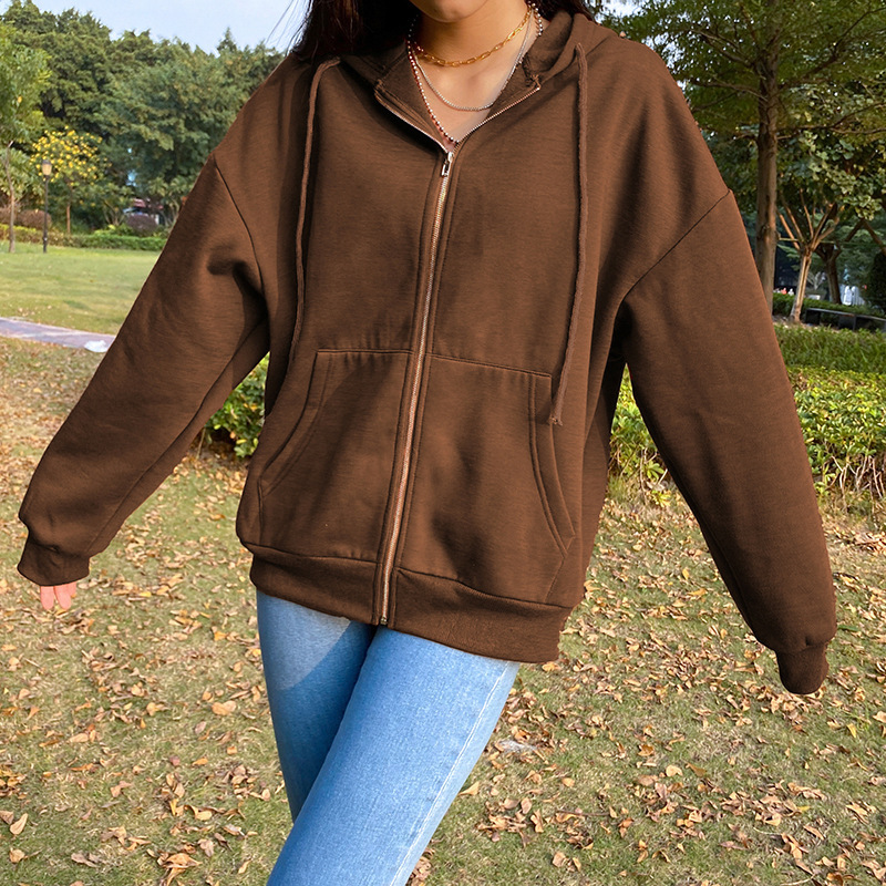 Solid Color Hooded Sweatshirt NSYF68089