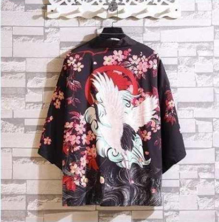 Plum blossom crane black single jacket
