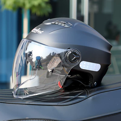 Summer Sun Protection Electric Scooter Helmet, New National Standard Electric Motorcycle Helmet, Universal for Men and Women, All-Season Safety Helmet (Motosiklet kaskı (dəbilqə)) - matt-black-double-mirror-transparent-mirror-one-size-fits-all