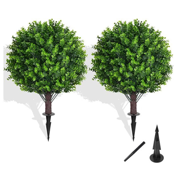 越境専用の人工観葉植物、アマゾンで人気の人工植木鉢、雪松と黄楊の人工植木鉢、地面に植えるタイプの低木|undefined