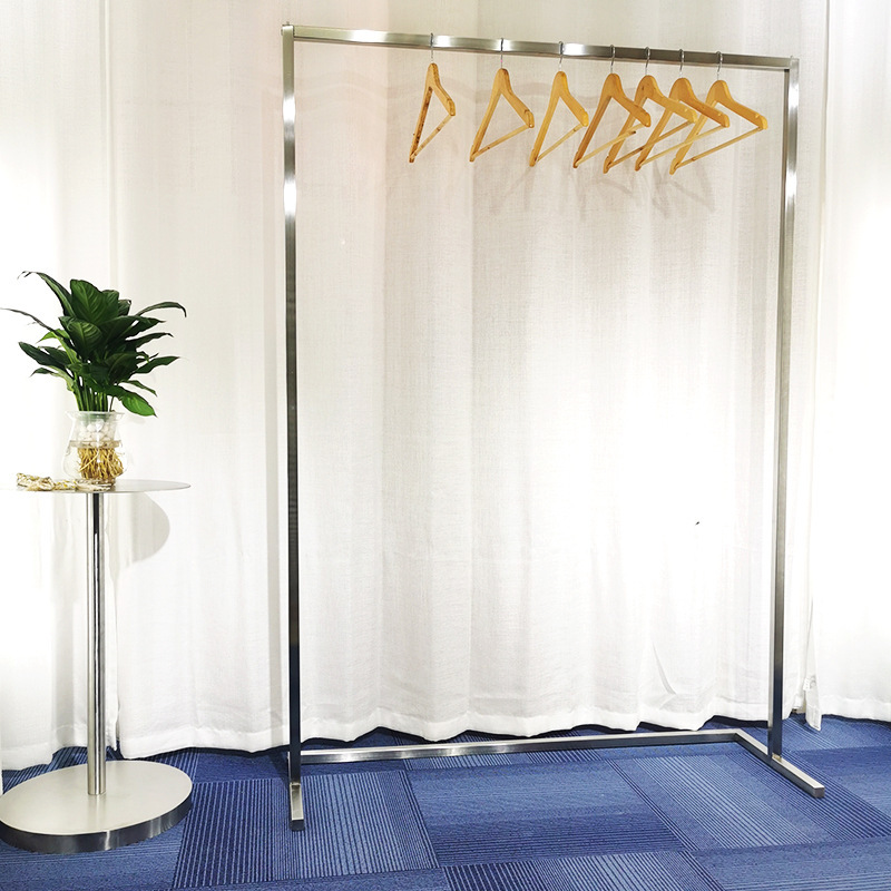 服装店展示架落地式衣架不锈钢女装货架银色拉丝简约钛金婚纱架子