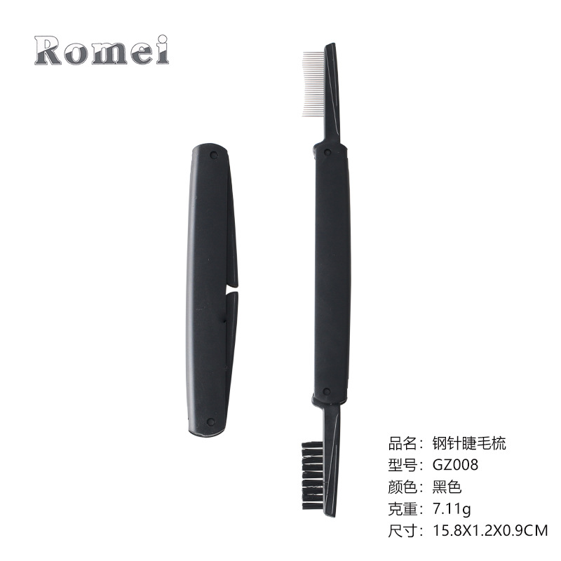 Ocho opcional de acero inoxidable aguja ceja peine pestañas peine Mosca-Eliminación de la pierna mango de plástico ceja peine cepillo de pestañas