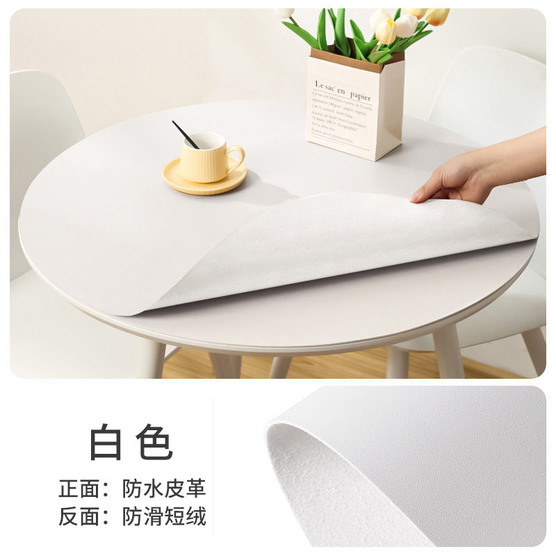 一件代发黑色皮革圆形桌垫茶几垫圆桌桌布餐桌轻奢高级感防水防油|undefined