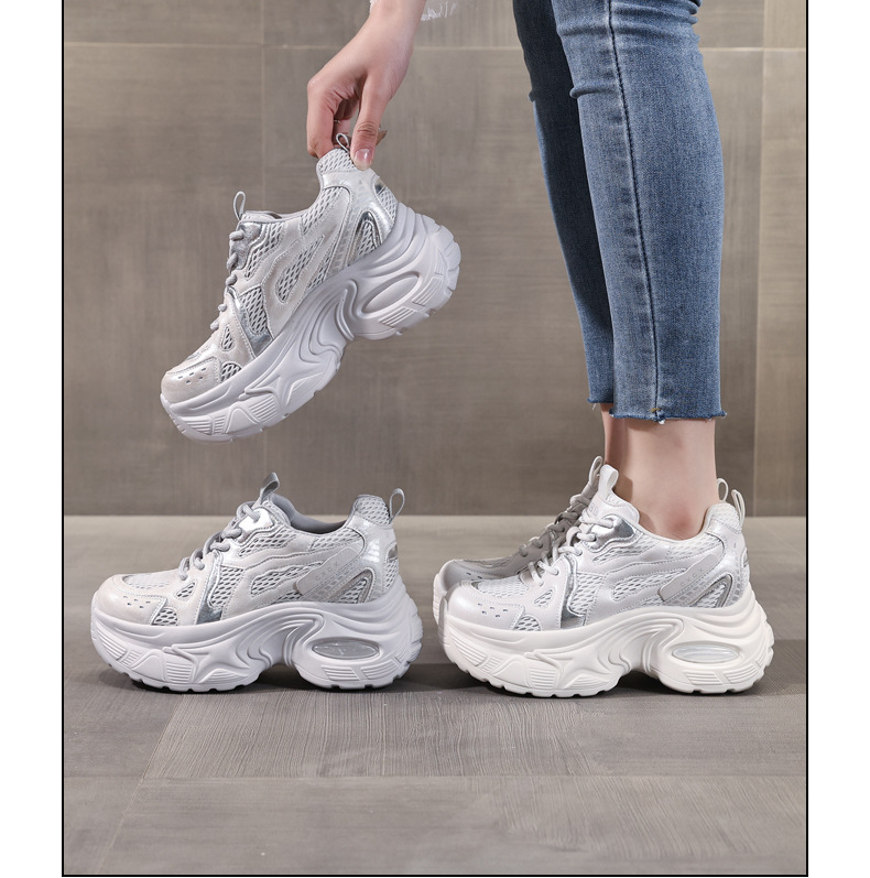 Giày sneaker nữ đế dày lưới thoáng khí HY5166 — màu be chi tiết 17