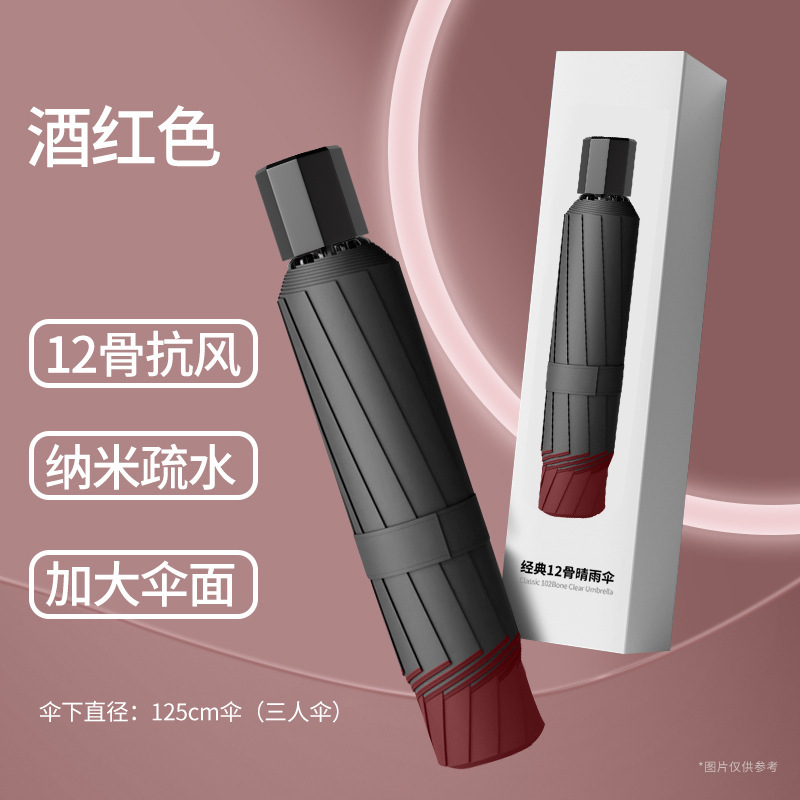 批发手动折叠雨伞加固加厚结实耐用耐磨防暴雨大号高端商务三人伞|undefined