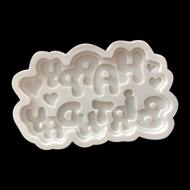 Feliz cumpleaños carta molde de silicona fondant molde de silicona líquida Feliz cumpleaños herramienta para hornear creativa