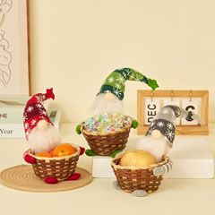 クリスマス籐編みフルーツバスケットキャンディーバスケット顔なし人形公仔頭クリスマス用品家庭用食卓用具クロスボーダー