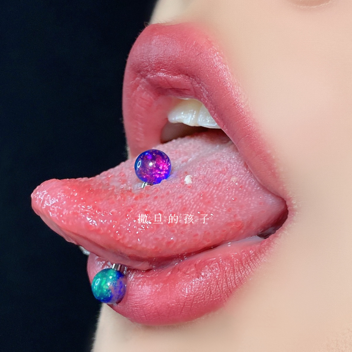 Labret stud lip piercing jewelry styling detail