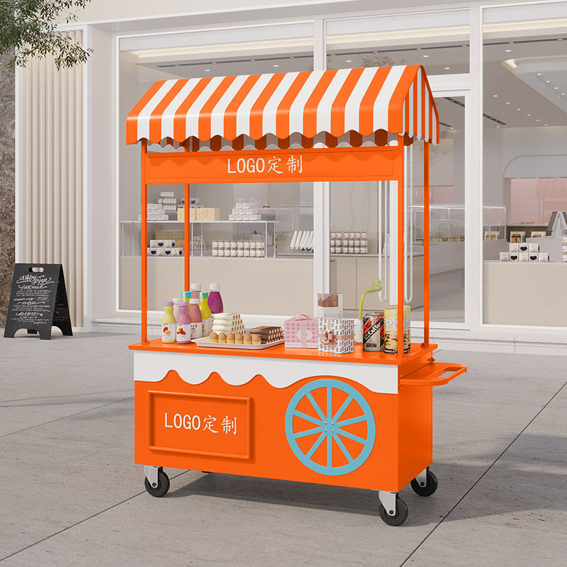 Mobile Stall Food Cart Market Cart Flower Cart Sales Stall Antique Snack Commercial Street Night Market Trolley