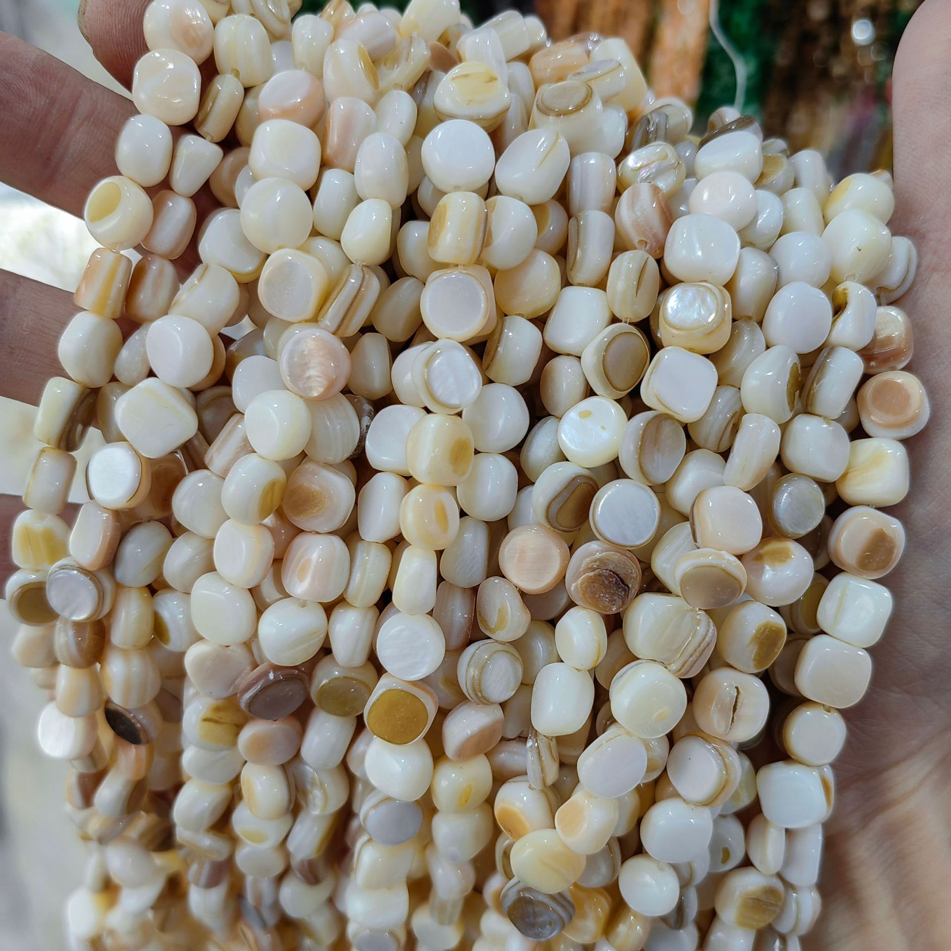 Conchas de cabeza de toro natural 8mm con cuadrados semiacabados perlas dispersas accesorios de joyería diy al por mayor