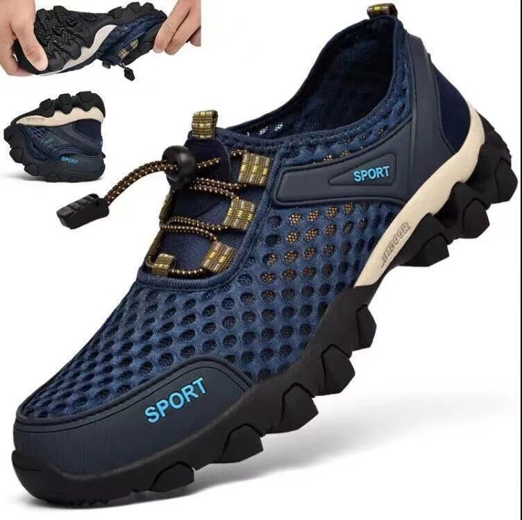2026 New Men's Mesh Shoes, Summer Breathable Water Shoes, Men's Casual Running Trendy Shoes, Korean Style Mesh Hiking Shoes