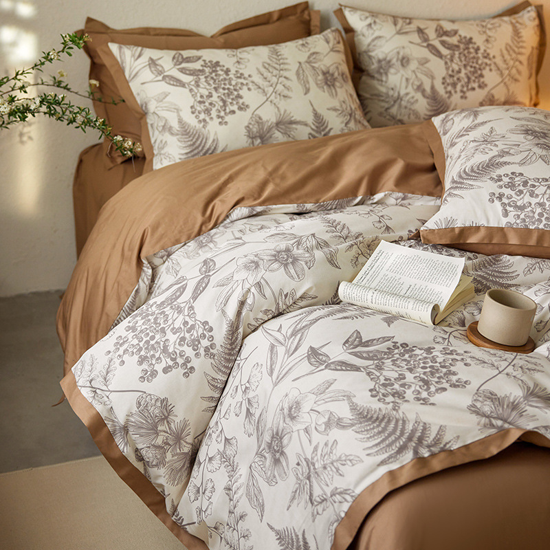 Retro estilo americano 100S algodón de lana larga cuatro piezas de algodón colchón de algodón cuatro piezas de sábanas de cama de alta calidad