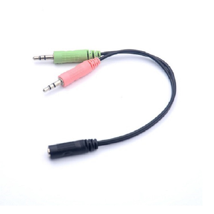 单双孔线带耳麦二合一手机耳机转电脑转接线3.5mm一母二公音频线