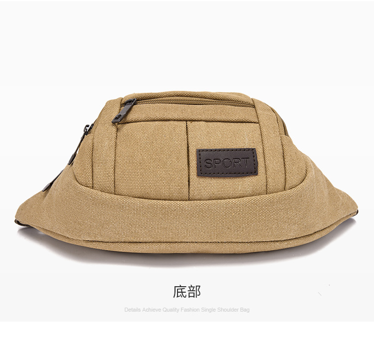 Men's construction site work close-fitting waist bag, wear-resistant canvas, crossbody mobile phone, loose change, crossbody single-shoulder convenient multi-layer bag undefined