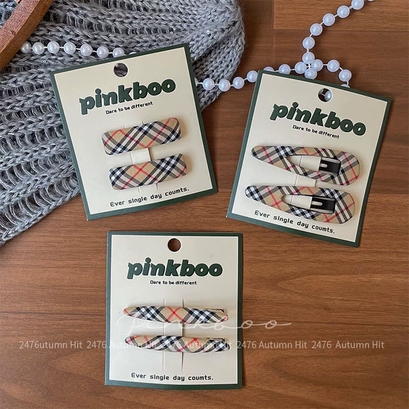 Детская заколка (pinkboo) клетчатая корейская hairgrip, аксессуар для чёлки на осень