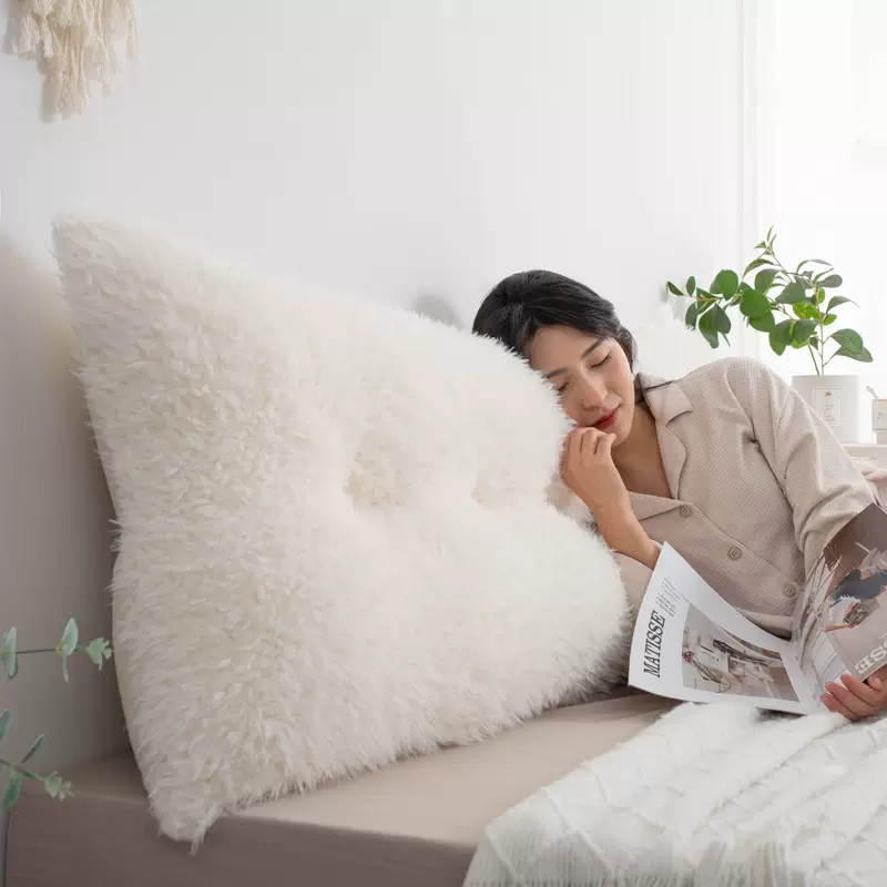 小狮绒床头靠垫床上大靠背护腰靠枕大腰靠榻榻米软包跨境简约可拆