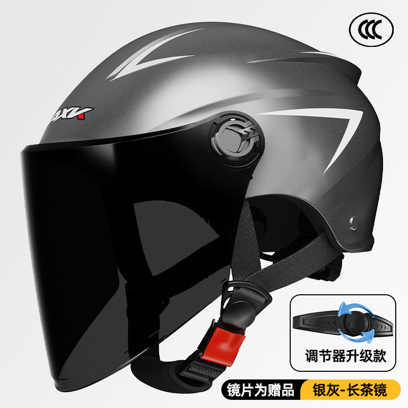 3C certificado casco de coche eléctrico verano de los hombres protección solar medio casco mujer cuatro estaciones batería motocicleta invierno cálido casco