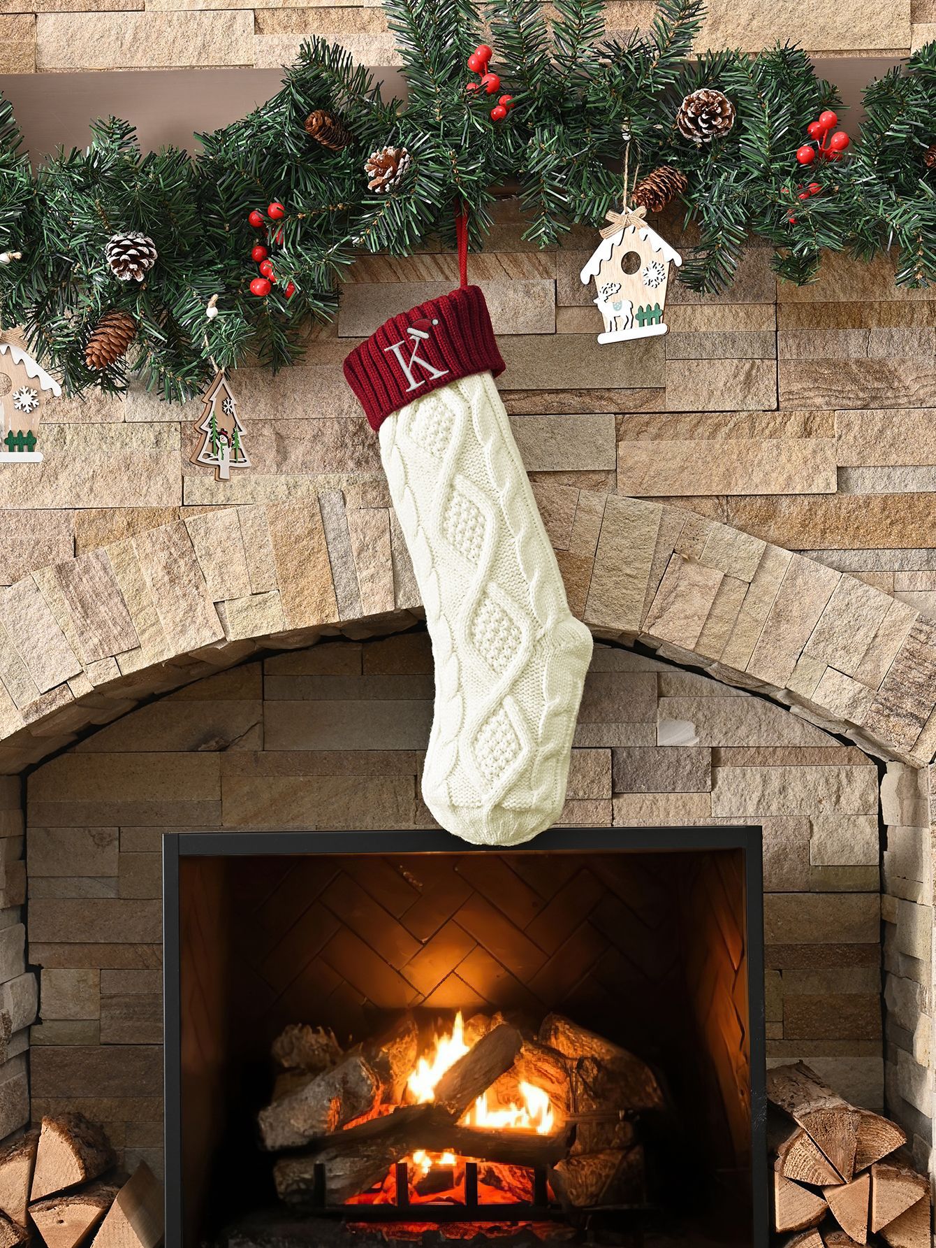 Amazon Europa y los Estados Unidos medias de Navidad personalizadas bordadas calcetines de letras de punto medias de regalo de Navidad colgantes fabricantes image 99