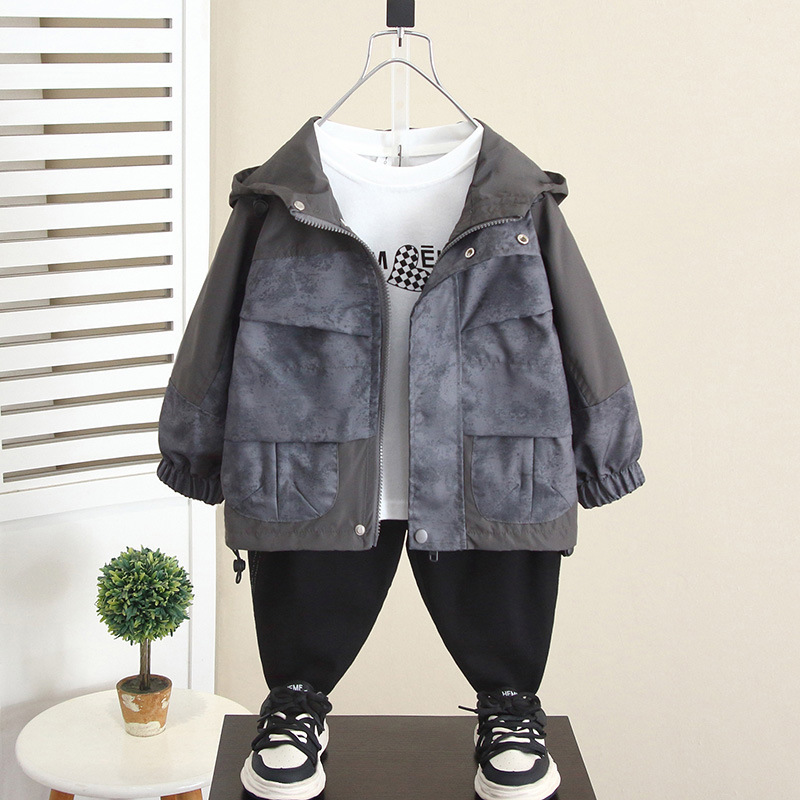 6181 chaqueta de otoño para niños 2025 nueva moda bebé primavera y otoño con capuchón ropa de caída de moda