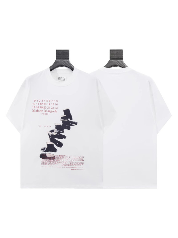 Cross-Border Maison Margiela Mm6 Digital Logo Overshoes Printed Double Yarn Pure Cotton Short-Sleeved T-Shirt Cross-Border Maison Margiela Mm6 Digital Logo Overshoes Printed Double Yarn Pure Cotton Short-Sleeved T-Shirt