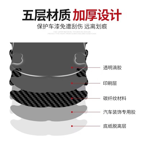 Car door handle anti-scratch door handle carbon fiber anti-collision strip door bowl paint protective film decorative supplies