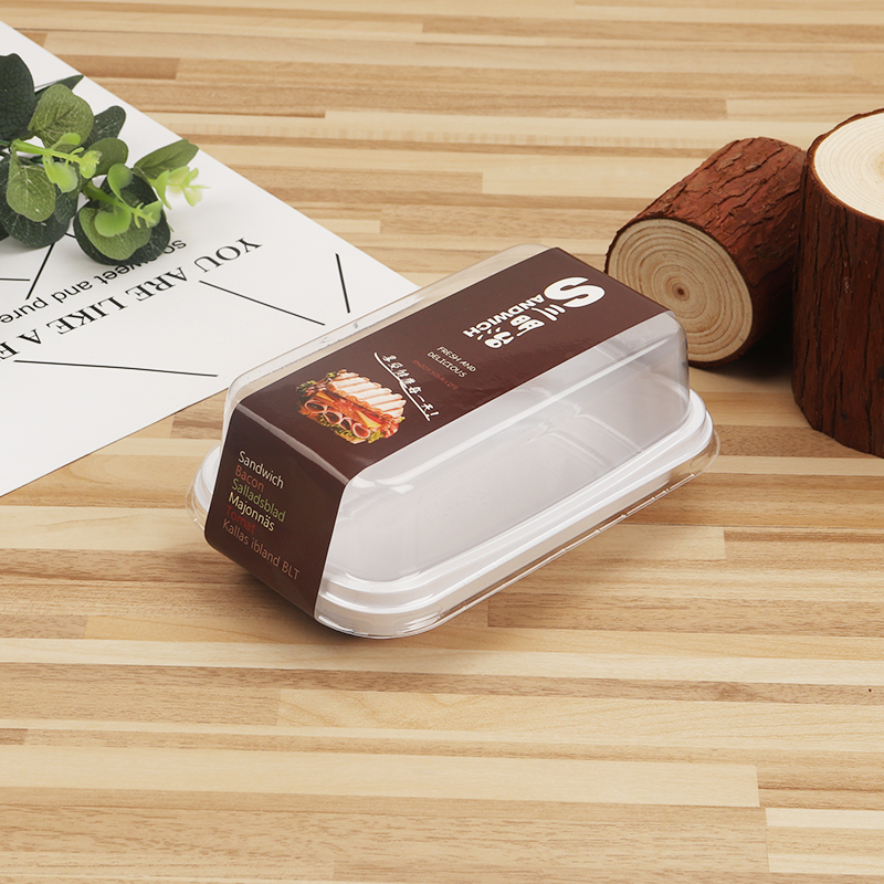 Caja única corta + pegatinas de sándwich marrón 50 juegos - caja de sándwich