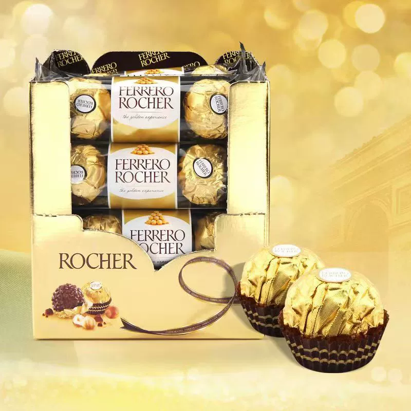 Wedding Chocolate Box Ferrero Rocher, 96 pieces, gold gift packaging