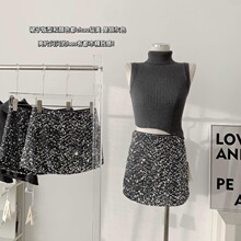 银灰色高腰亮片半身裙女秋冬新款辣妹纯欲a字包臀裙显瘦时尚短裙