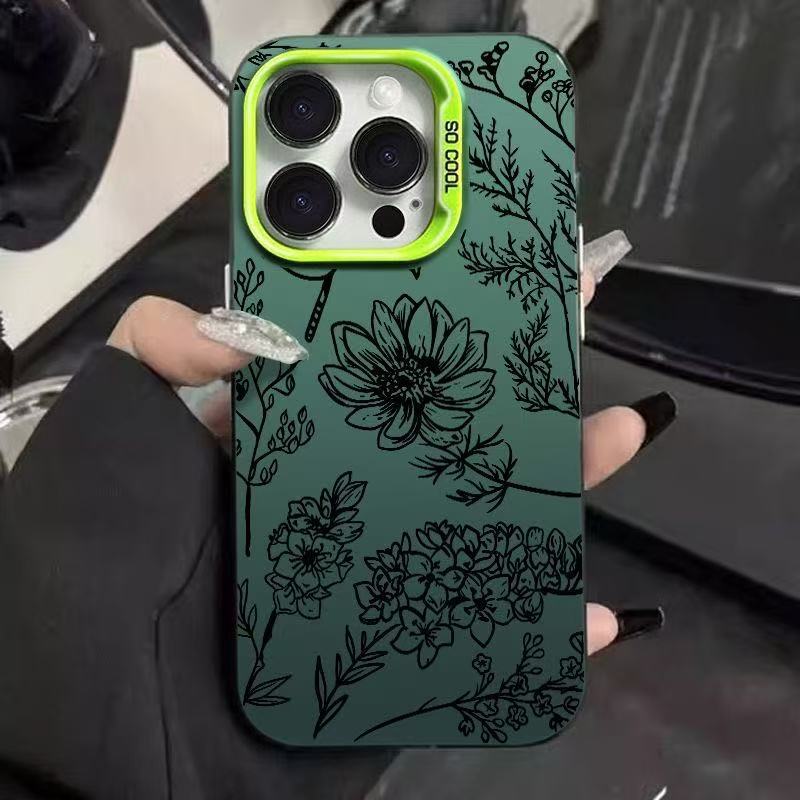 Nueva tendencia flor negra para iPhone 16 funda para teléfono móvil 11 Apple 15promax/14 transfronterizo 13pro12