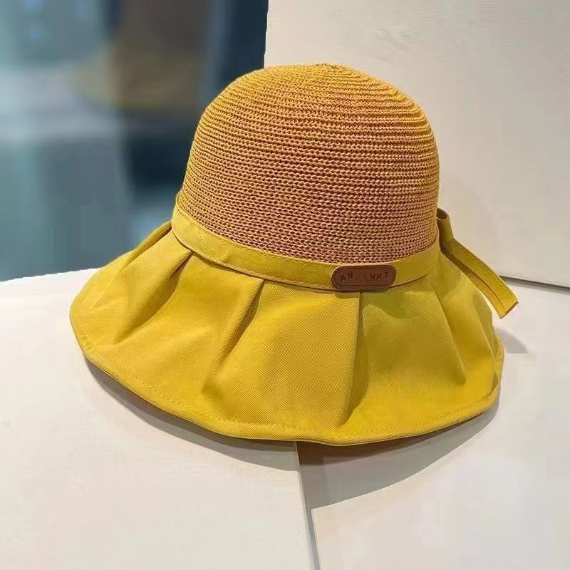 夏収納サンハット大きなつばビニール帽子抗 UV 漁師韓国スタイルの顔を覆う日焼け止め帽子ビーチハット|undefined