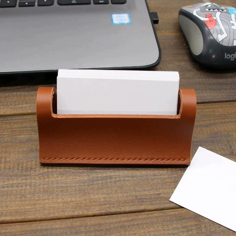 Настольный держатель для визиток из искусственной кожи, офисный держатель для визиток, подставка для визиток, кожаный ящик для хранения, коробка для визиток