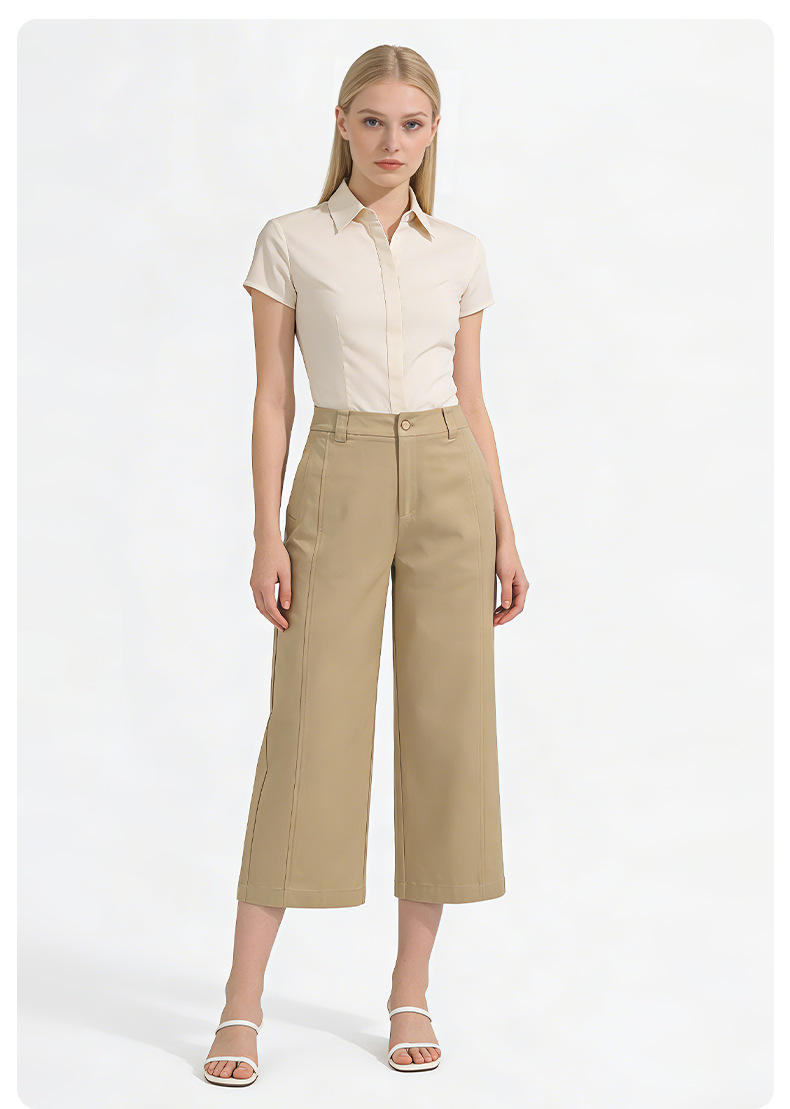 Quần culottes nữ ống rộng cạp cao dáng suông vải modal mềm mại — Xanh lông mòng đen chi tiết 20