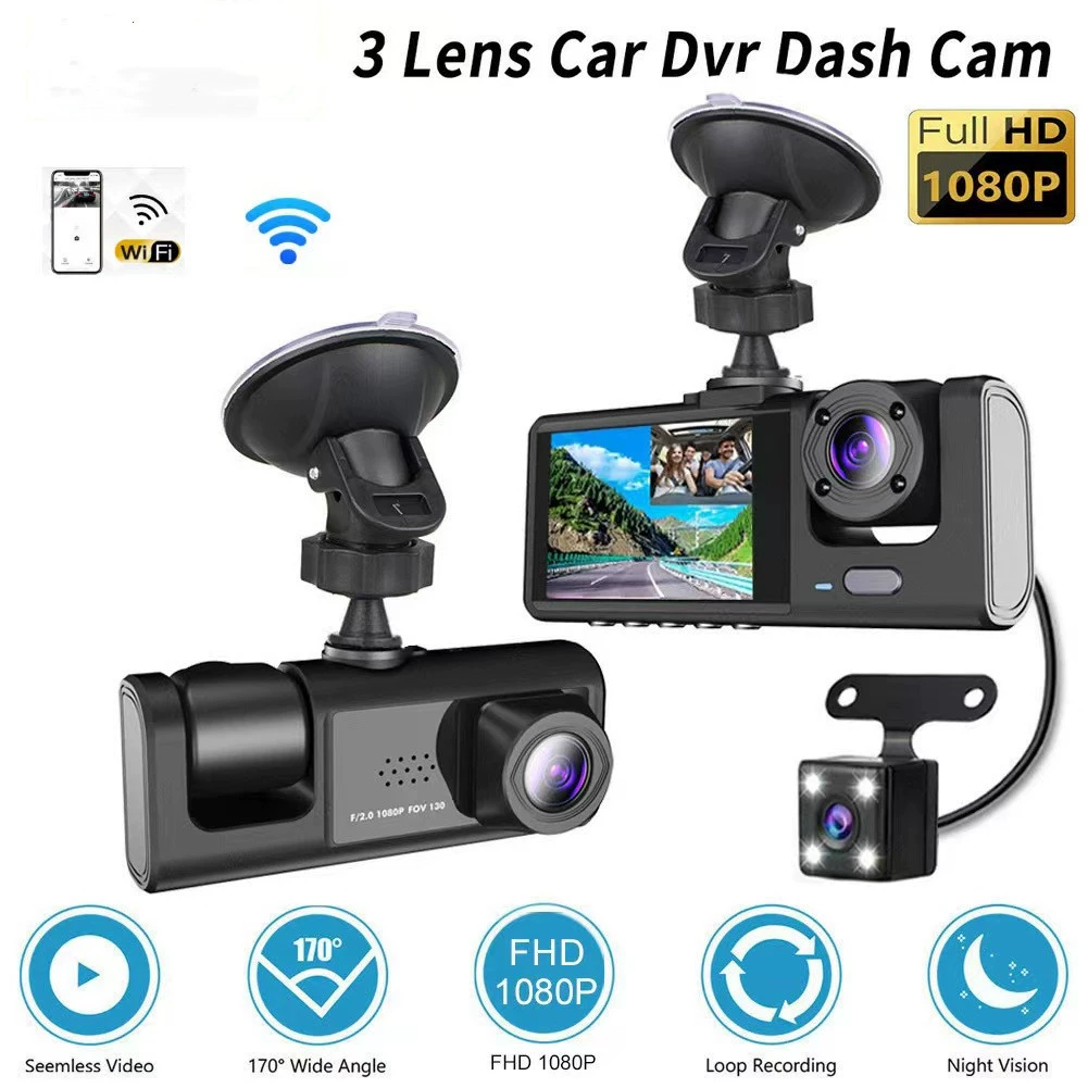 309 HD 1080P 2inch экран, записывающее устройство для вождения, трехлинзовый мониторинг парковки, ночное видение, автомобильный видеорегистратор, подключение мобильного телефона