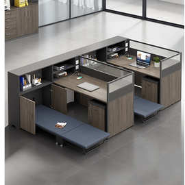 带床工位办公桌财务桌职员桌带休息床屏风卡座办公桌椅折叠休息