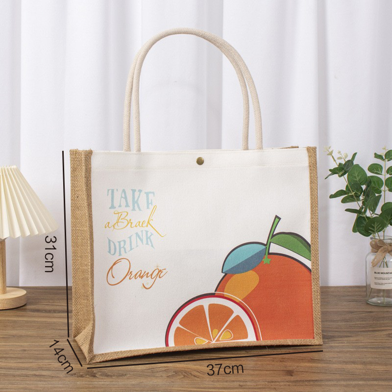 Bolsas de lino en blanco personalizadas empresas publicidad impresión en color patrón bolsas de regalo empalmado lienzo bolsa de lino portátil personalizada