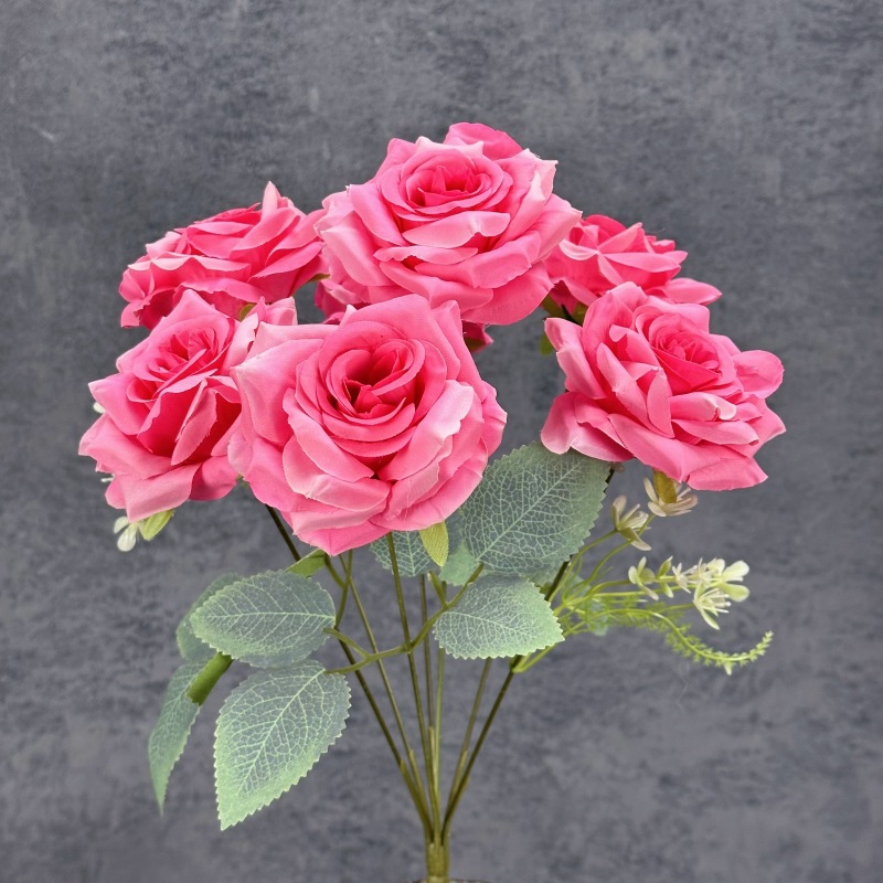 7-Cabeza de diamante Rosa flor artificial boda Hotel decoración ramo hogar boda habitación decoración flor falsa Flor de seda al por mayor