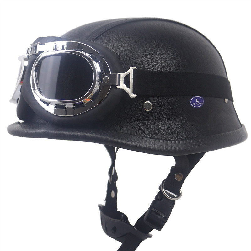 Nuovo casco Harley in pelle nera ZR307 American Brand WWII Retro M35 Shape_voghion.com
