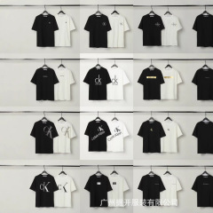 クロスボーダーck半袖Jeans夏純綿男女同型丸襟レリーフの後ろに大きなロゴカップルのゆるいtシャツ