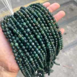 跨境天然水草玛瑙串珠散珠 Moss agate 手工DIY手链项链饰品配件