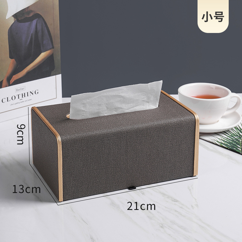 Caja de tejido de cuero del hogar Luz de lujo sala de estar Hotel comercial multi-función caja de tejido impresión caja de almacenamiento de control remoto