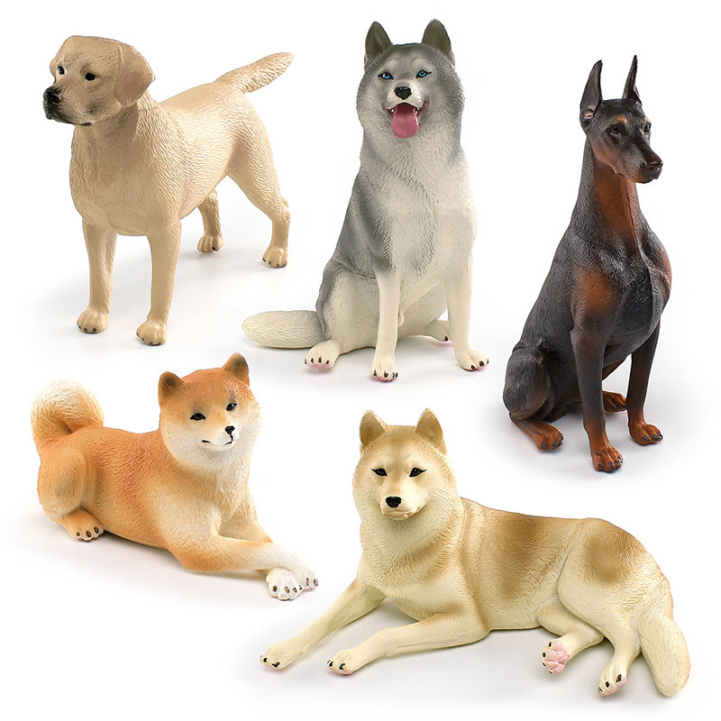 Simulación transfronteriza Labrador Shiba Inu Doberman Husky modelo cognitivo para niños mascota perro decoración de escritorio