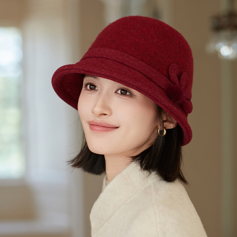 韩版仿羊毛保暖渔夫帽秋冬季帽子女优雅英伦风盆帽复古百搭水桶帽|undefined